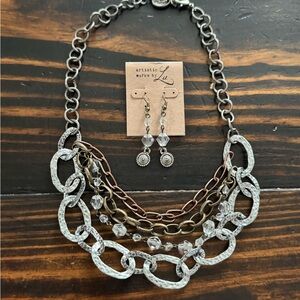 Artistic Works by Lu Silver and Bronze Mixed Metals Necklace Set